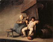 Adriaen van ostade A Peasant Couple in an  interior France oil painting art